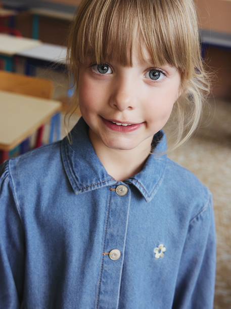 Lightweight Denim Dress for Girls denim grey+medium blue - vertbaudet enfant 