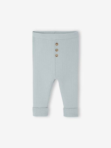 Adaptive Knitted Leggings for Babies aqua green+marl beige - vertbaudet enfant 