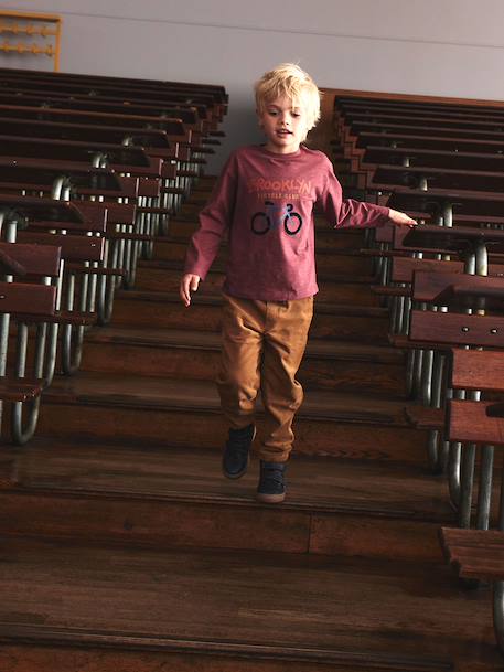 Corduroy Trousers with Adjustable Elasticated Waist for Boys pecan nut - vertbaudet enfant 