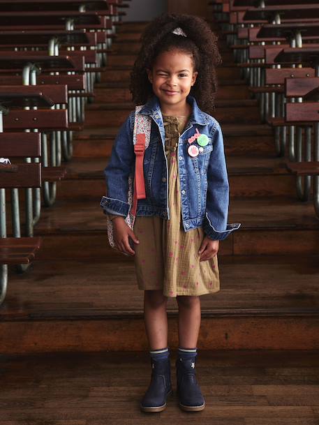 Veste jean fille bleu clair+bleu moyen - vertbaudet enfant 