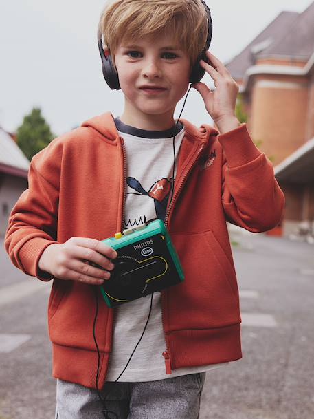 Hooded Sweatshirt with Print & Zip, for Boys rust - vertbaudet enfant 