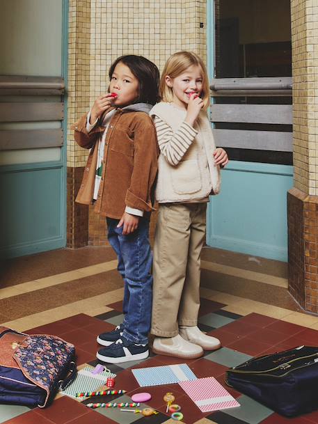 Corduroy Shirt with Fleece Hood, for Boys camel - vertbaudet enfant 