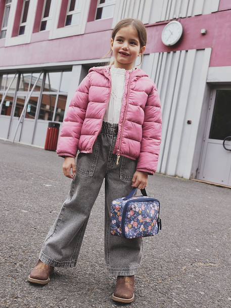Lightweight hooded puffer jacket for girls grey green+navy blue+old rose+rose - vertbaudet enfant 