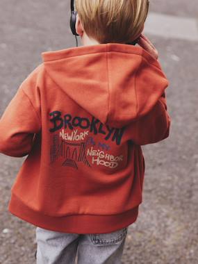 Hooded Sweatshirt with Print & Zip, for Boys - vertbaudet enfant -Hooded Sweatshirt with Print & Zip, for Boys