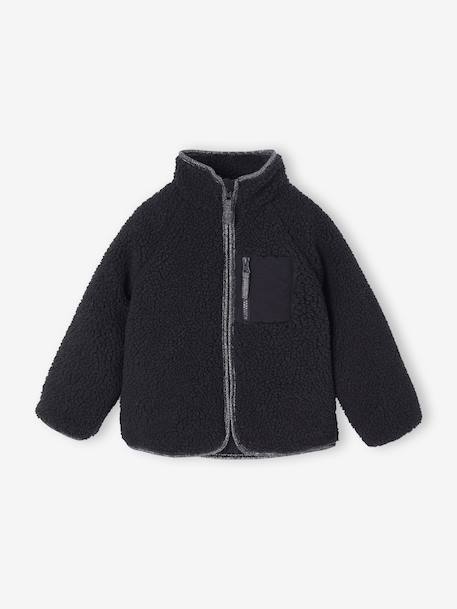Veste en sherpa Fille anthracite+vanille - vertbaudet enfant 