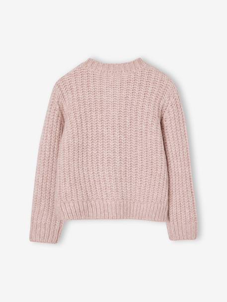 Loose-Fitting Soft Knit Cardigan for Girls marl grey+petrol blue+purple clover+rosy - vertbaudet enfant 