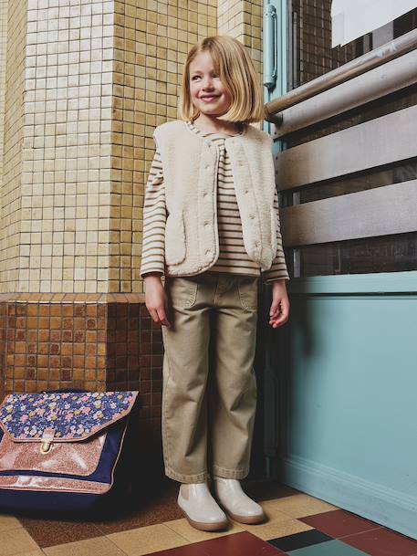 Sleeveless Sherpa Jacket for Girls green+vanilla - vertbaudet enfant 