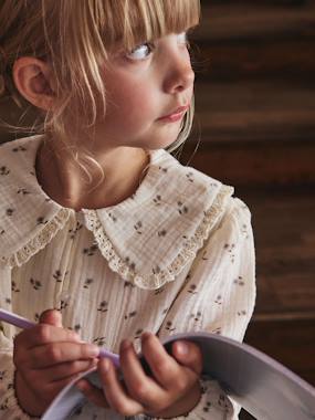 Chemise fille gaze de coton col brodé - vertbaudet enfant -Chemise fille gaze de coton col brodé