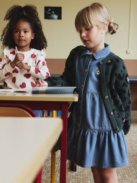 Lightweight Denim Dress for Girls denim grey+medium blue - vertbaudet enfant 