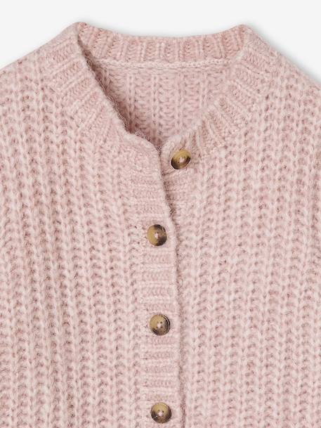 Loose-Fitting Soft Knit Cardigan for Girls marl grey+petrol blue+purple clover+rosy - vertbaudet enfant 