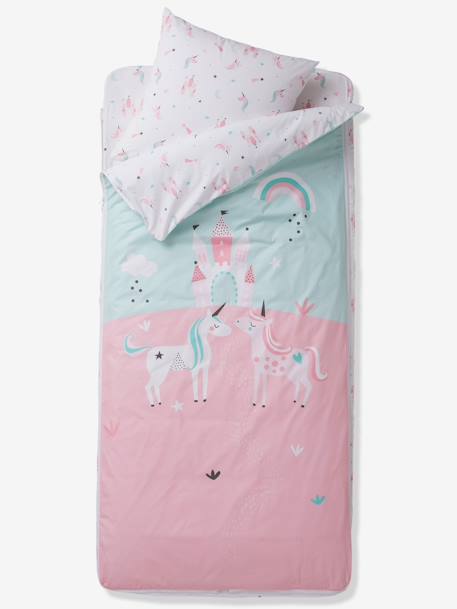 Ready-for-Bed Set without Duvet, Magic Unicorns Theme Light Pink - vertbaudet enfant 
