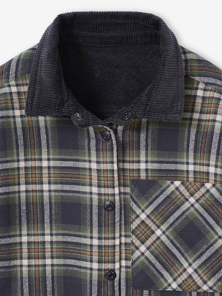 Reversible Flannel & Velour Shirt for Boys, JONEN anthracite - vertbaudet enfant 