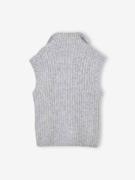 Sleeveless Trucker Jumper for Girls, JONEN marl grey - vertbaudet enfant 
