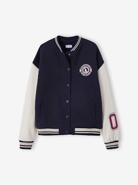 Blouson teddy en molleton avec détail numéro manche fille - vertbaudet enfant Fille-Pull, gilet, sweat-Sweat-Blouson teddy en molleton avec détail numéro manche fille