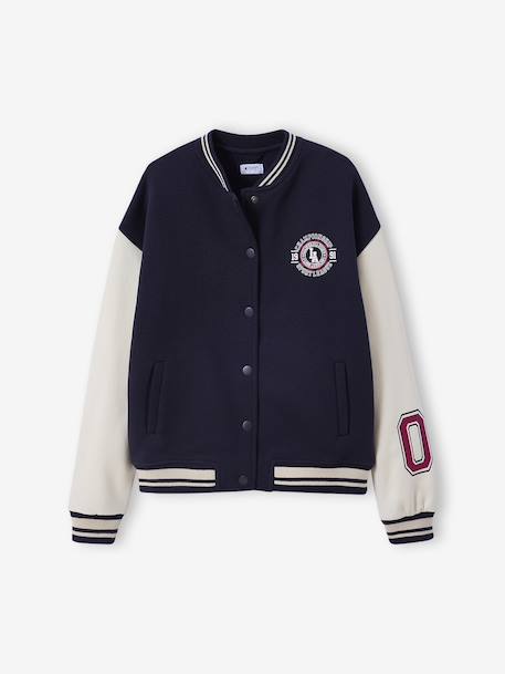 Blouson teddy en molleton avec détail numéro manche fille marine - vertbaudet enfant 