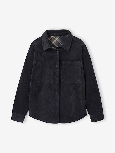 Reversible Flannel & Velour Shirt for Boys, JONEN anthracite - vertbaudet enfant 