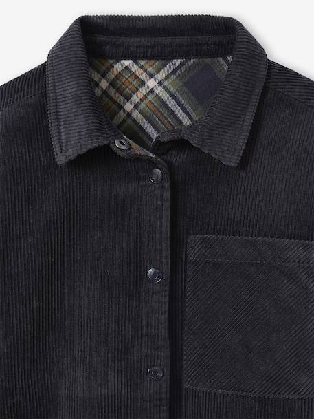 Reversible Flannel & Velour Shirt for Boys, JONEN anthracite - vertbaudet enfant 
