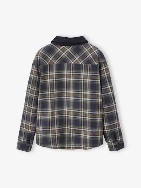 Reversible Flannel & Velour Shirt for Boys, JONEN anthracite - vertbaudet enfant 