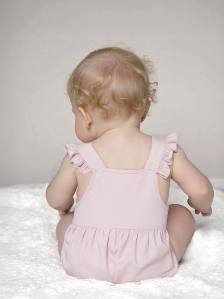 Short cotton and lyocell dungarees for babies lilac - vertbaudet enfant 