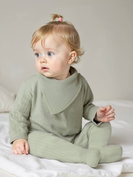 Ensemble body + legging + foulard bébé vert sauge - vertbaudet enfant 