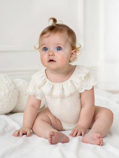 Body naissance col volanté écru - vertbaudet enfant 