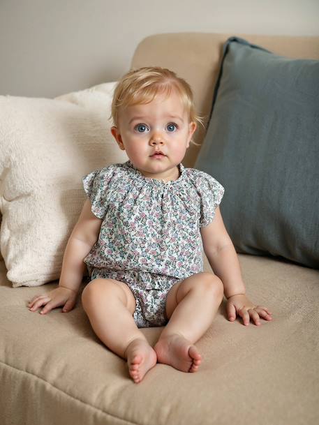 Printed floral baby blouse ecru - vertbaudet enfant 