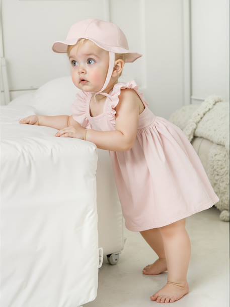 Ensemble robe et capeline bébé fille coffret cadeau rose pâle - vertbaudet enfant 