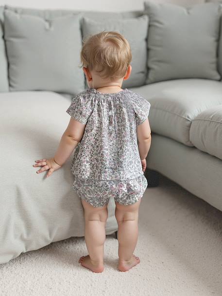 Printed floral baby blouse ecru - vertbaudet enfant 
