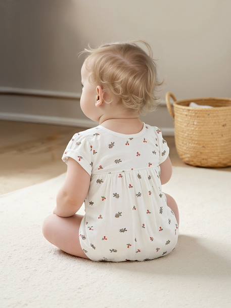 Pyjashort en gaze de coton bébé personnalisable écru - vertbaudet enfant 