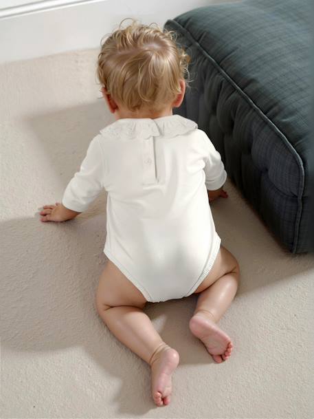 Body bébé col en broderie anglaise manches longues écru - vertbaudet enfant 