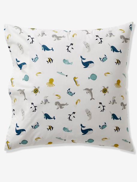 Duvet Cover + Pillowcase Set for Children, Marine Animal Alphabet Theme White - vertbaudet enfant 