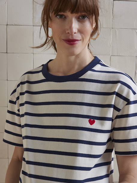 T-shirt rayé de grossesse en coton biologique rayé marine - vertbaudet enfant 