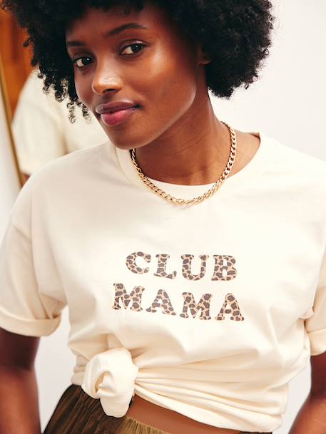 Organic Cotton* T-Shirt with Slogan, for Maternity cappuccino+ecru+khaki - vertbaudet enfant 
