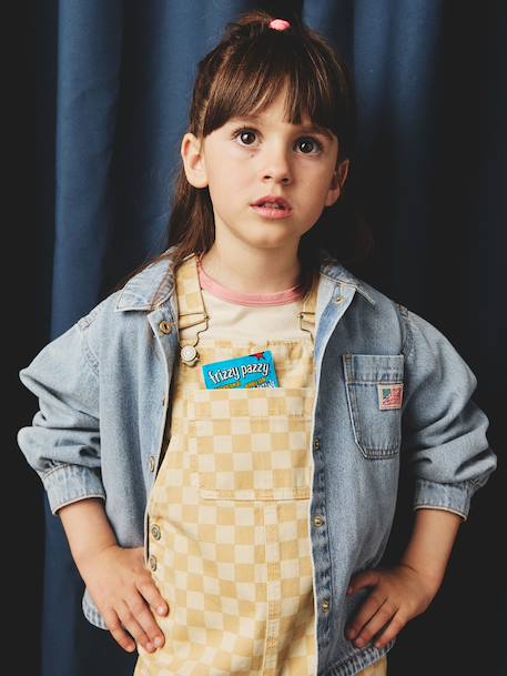 Chequered Dungarees for Girls chequered yellow - vertbaudet enfant 