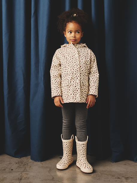 Ciré fille à capuche imprimé marine+multicolore+vanille - vertbaudet enfant 