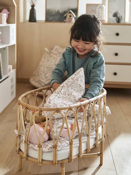 Blanket + Pillow for Dolls, in Cotton Gauze beige+White - vertbaudet enfant 