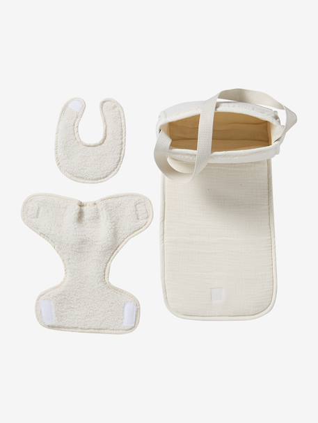 Sac à langer poupon personnalisable + couche + bavoir écru+rouge - vertbaudet enfant 