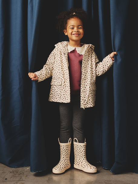 Ciré fille à capuche imprimé marine+multicolore+vanille - vertbaudet enfant 