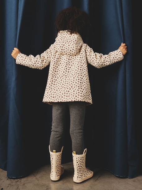 Printed hooded raincoat for girls grey green+multicoloured+navy blue+vanilla - vertbaudet enfant 