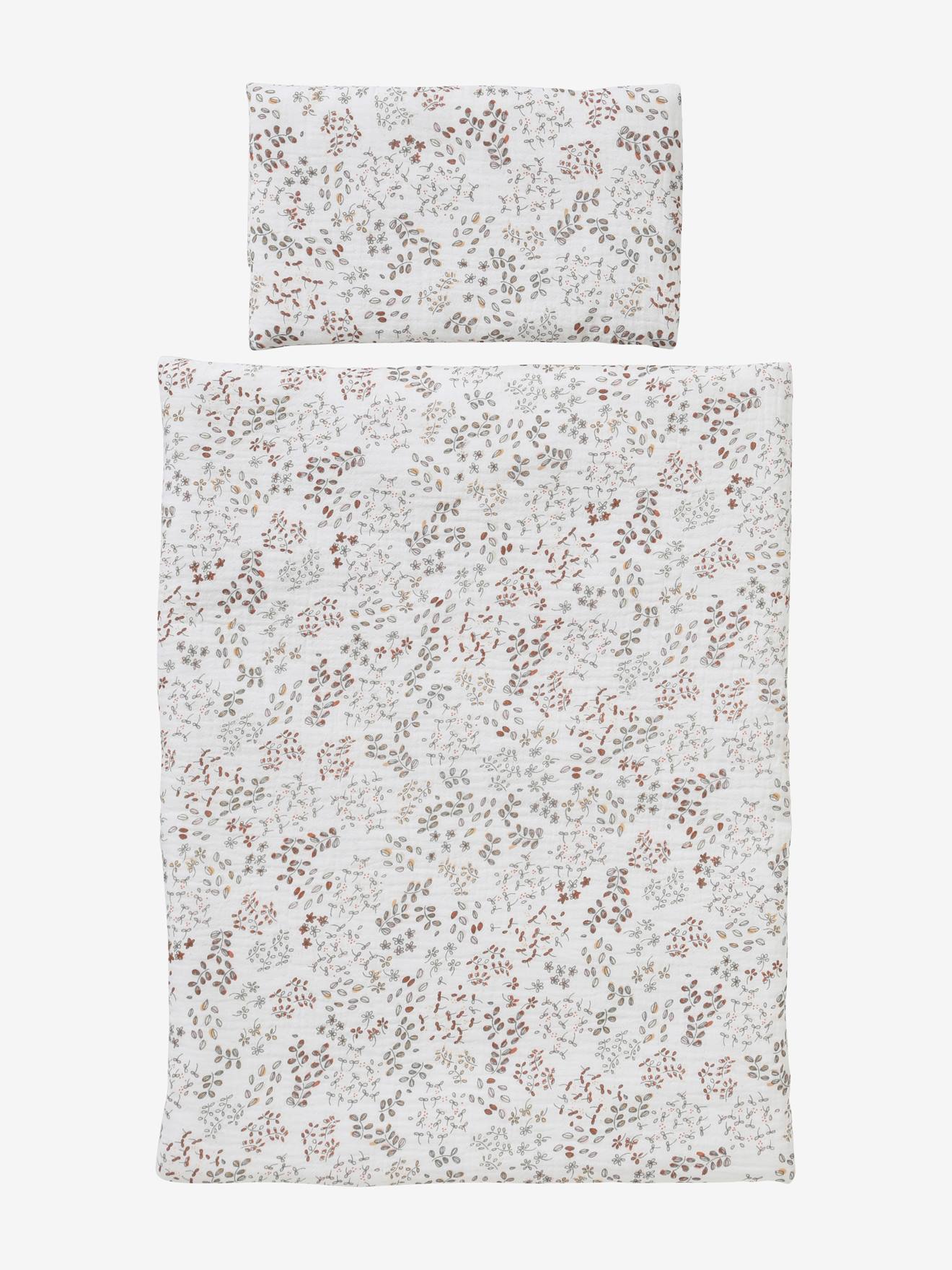 Parure De Lit Poupon Vertbaudet - Couette + Oreiller En Gaze De Coton, 45x35 Cm Et 24x14 Cm