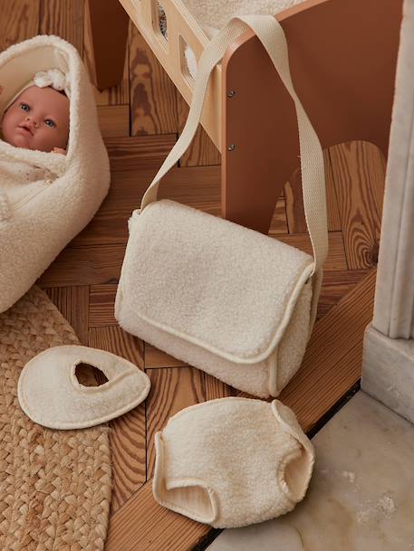 Premium Doll Changing Bag + Nappy + Bib ecru+red - vertbaudet enfant 
