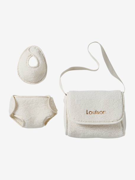 Sac à langer poupon personnalisable + couche + bavoir écru+rouge - vertbaudet enfant 
