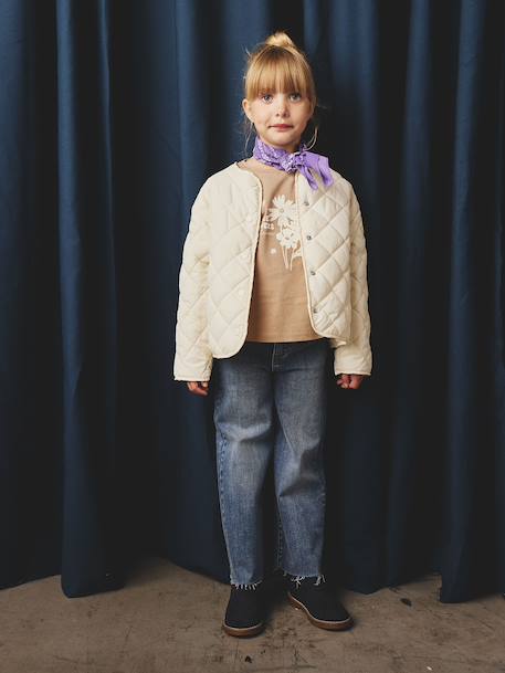 Indestructible Wide Leg Jeans for Girls medium blue - vertbaudet enfant 