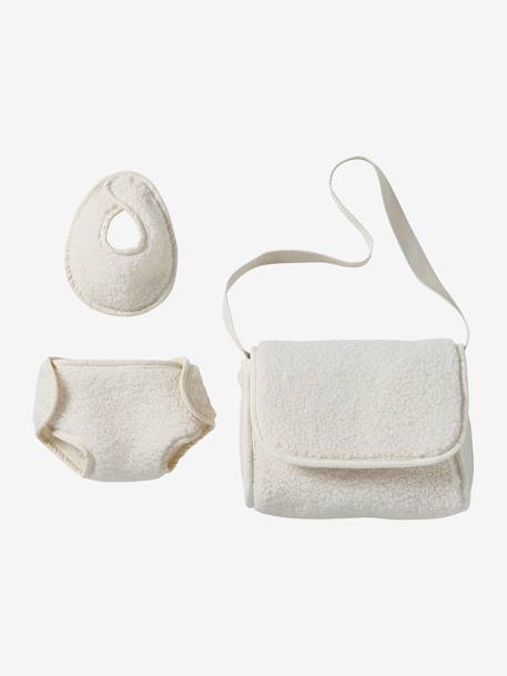Premium Doll Changing Bag + Nappy + Bib ecru+red - vertbaudet enfant 