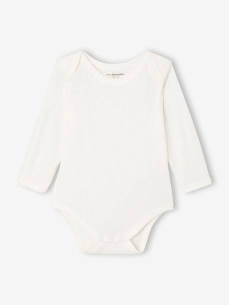 Pack of 3 Bodysuits in Pointelle & Interlock Knit, for Newborns ecru - vertbaudet enfant 