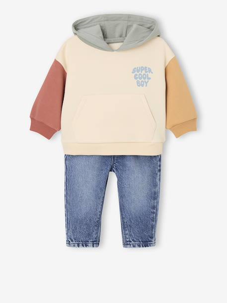 Hooded sweatshirt + jeans set for babies multicoloured - vertbaudet enfant 