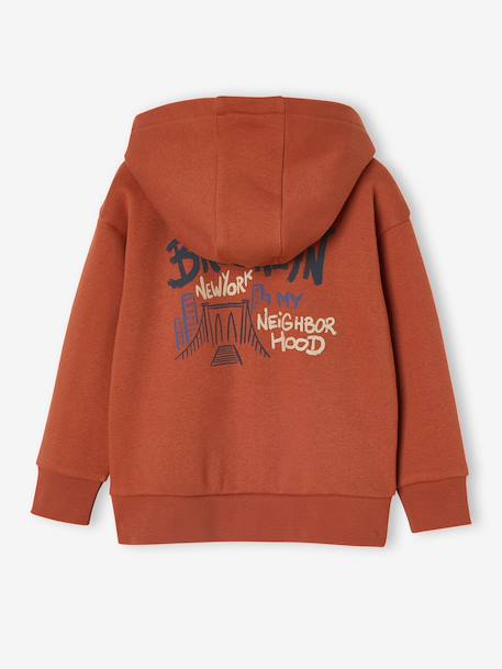 Sweat zippé à capuche imprimé garçon rouille - vertbaudet enfant 