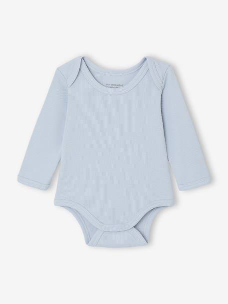 Pack of 3 Bodysuits in Ribbed Knit & Interlock for Newborns sky blue - vertbaudet enfant 