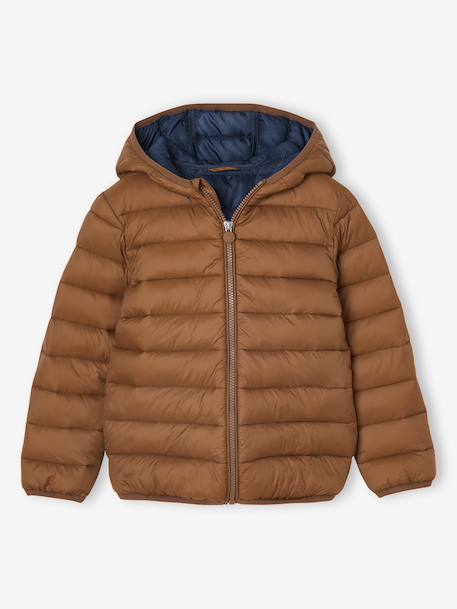 Doudoune garçon légère à capuche bleu moyen+marine+noir+noisette+noix de pécan+olive+rouge+vert émeraude - vertbaudet enfant 