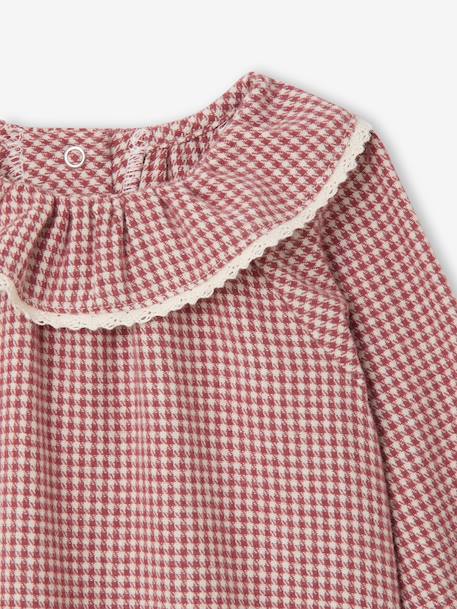 Gingham Flannel Blouse with Frilled Collar for Newborns ecru - vertbaudet enfant 